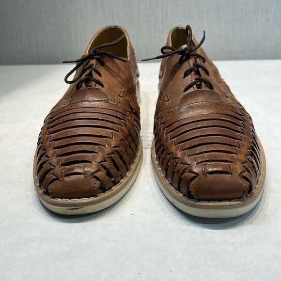 Rogers Leather Huarache Shoes Sandals Woven Mens Sz 8.5 Womens Sz 10 MEX Sz 27 - Picture 3 of 9